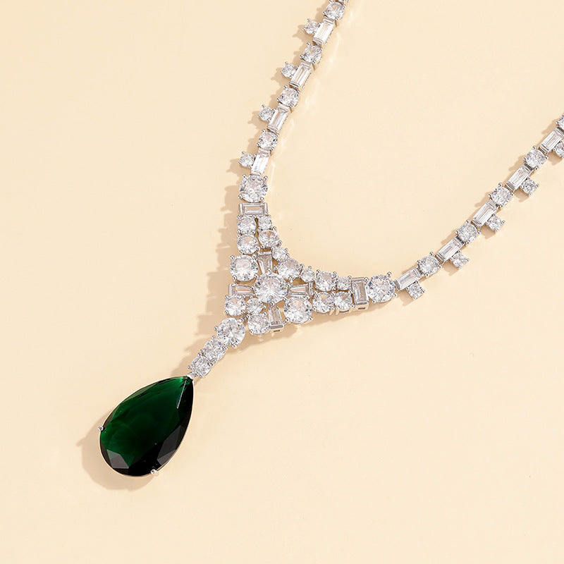 Emerald Teardrop Radiance Necklace
