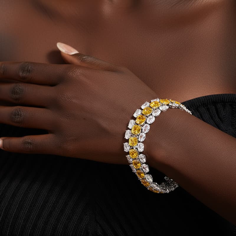 Golden Sugar Cube Bracelet worn on a black woman