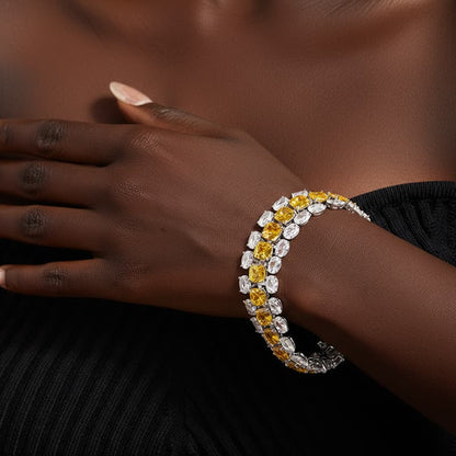 Golden Sugar Cube Bracelet worn on a black woman