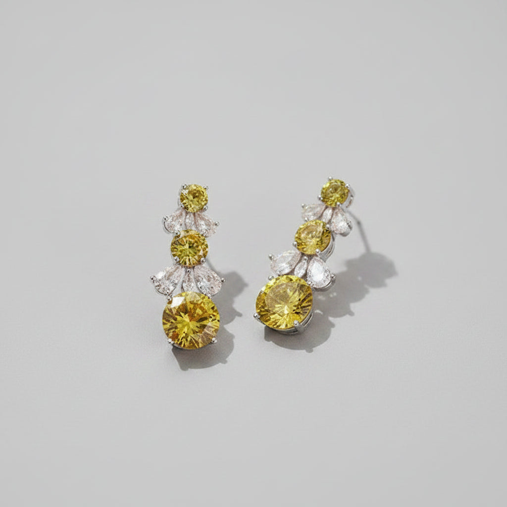 Pair of yellow gemstone earrings 