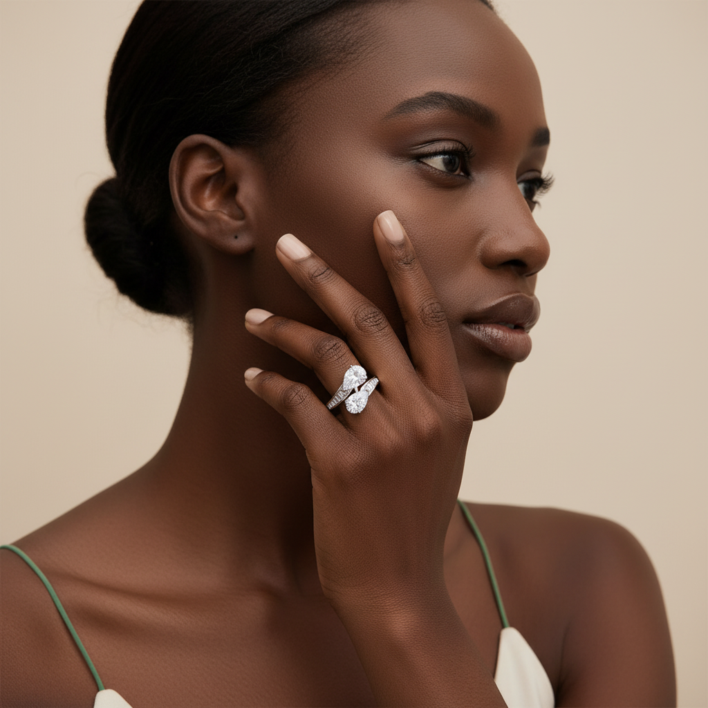 Twin Radiance Pear Ring